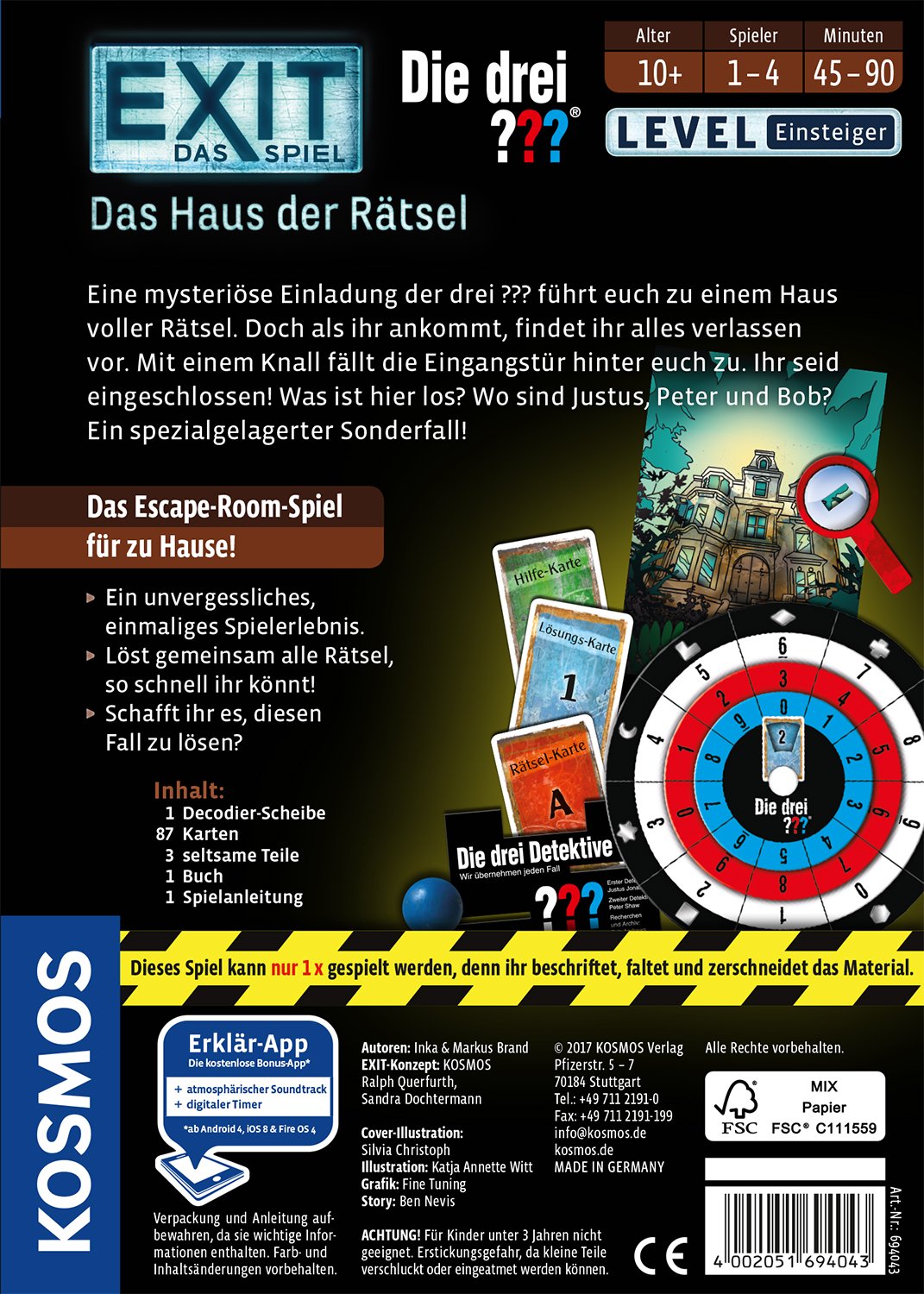 Kosmos 694043 - EXIT: Die drei ???, Das Haus der Rätsel