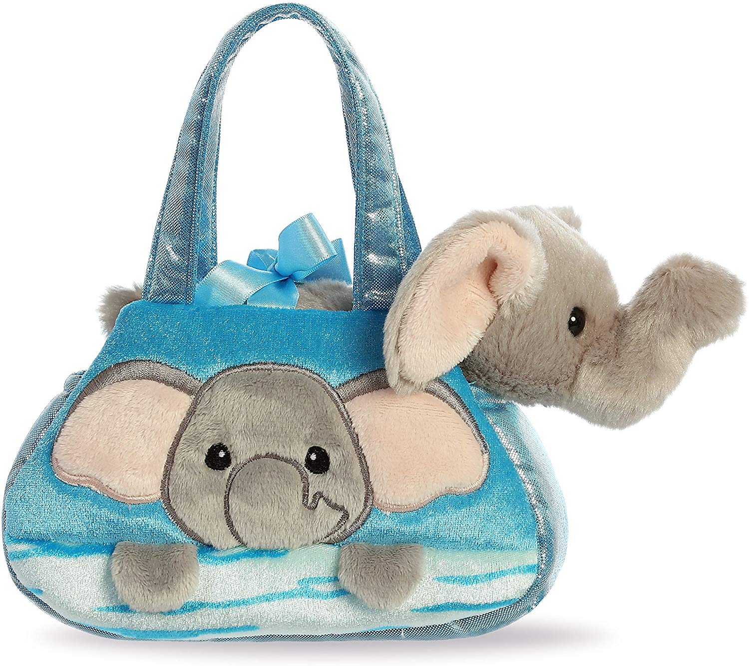 Fancy blau/grauer Peek-a-Boo Elefant in einer Tragetasche ca. 21 cm - Plüschfigur