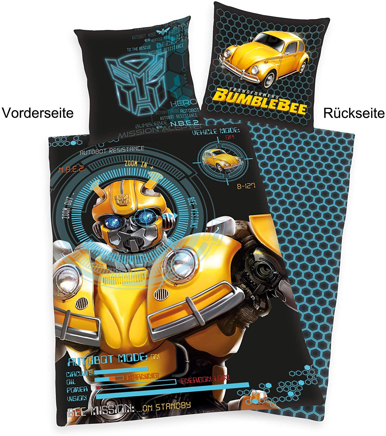 Transformers Bumblebee - Bettwäsche-Set 135 x 200 cm + 80 x 80 cm