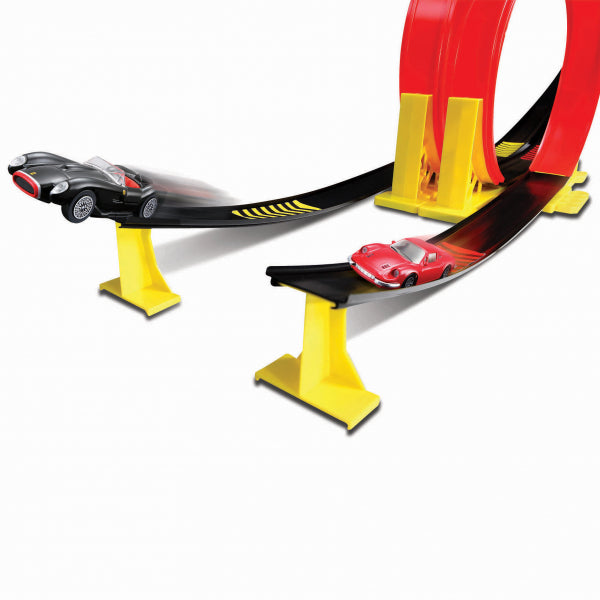 Bburago 18-31216 - Ferrari Race & Play: Dual Loop inkl. 2 Fahrzeugen und Tragebox, 1:43 - Modellauto