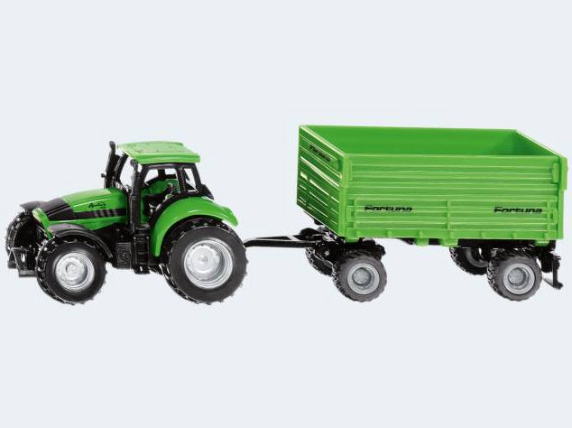 Siku 1606 - Modellfahrzeug Deutz Fahr mit Fortuna 2-Achs Anhänger
