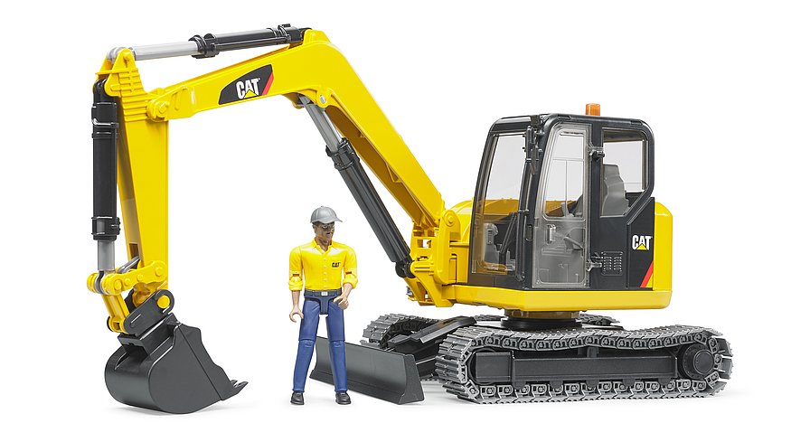 Bruder 02466 - Cat Minibagger mit Bauarbeiter