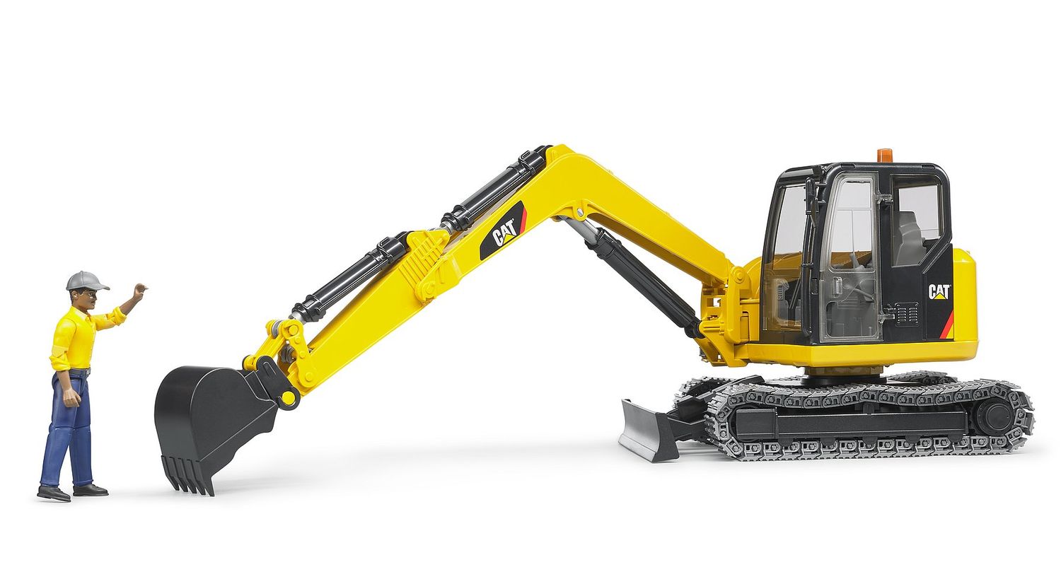 Bruder 02466 - Cat Minibagger mit Bauarbeiter