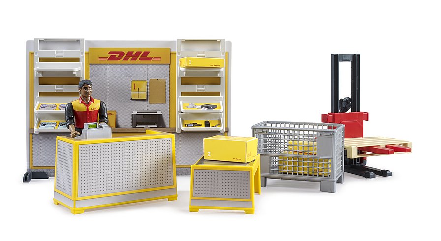 Bruder 62251 - bworld DHL Shop mit Handhubstapler