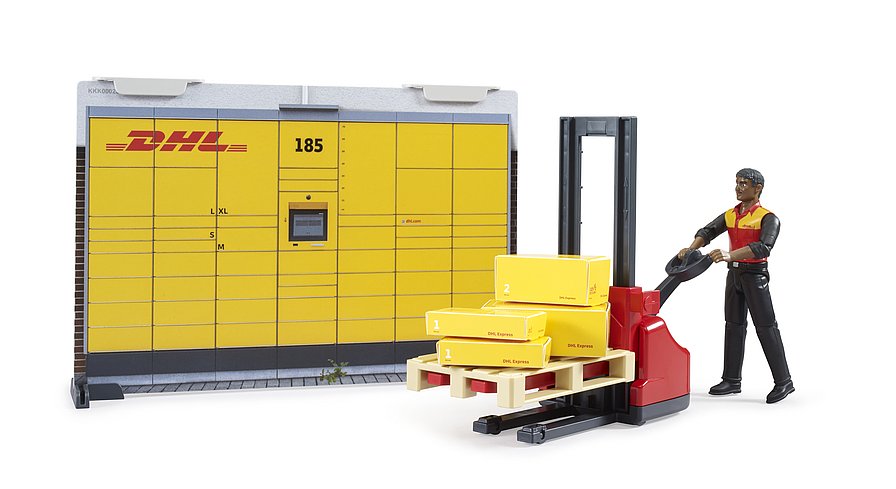 Bruder 62251 - bworld DHL Shop mit Handhubstapler