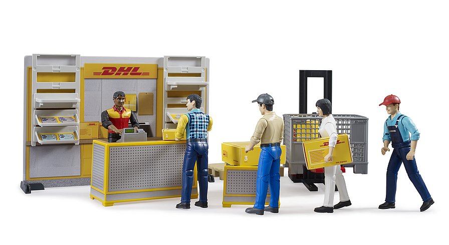 Bruder 62251 - bworld DHL Shop mit Handhubstapler