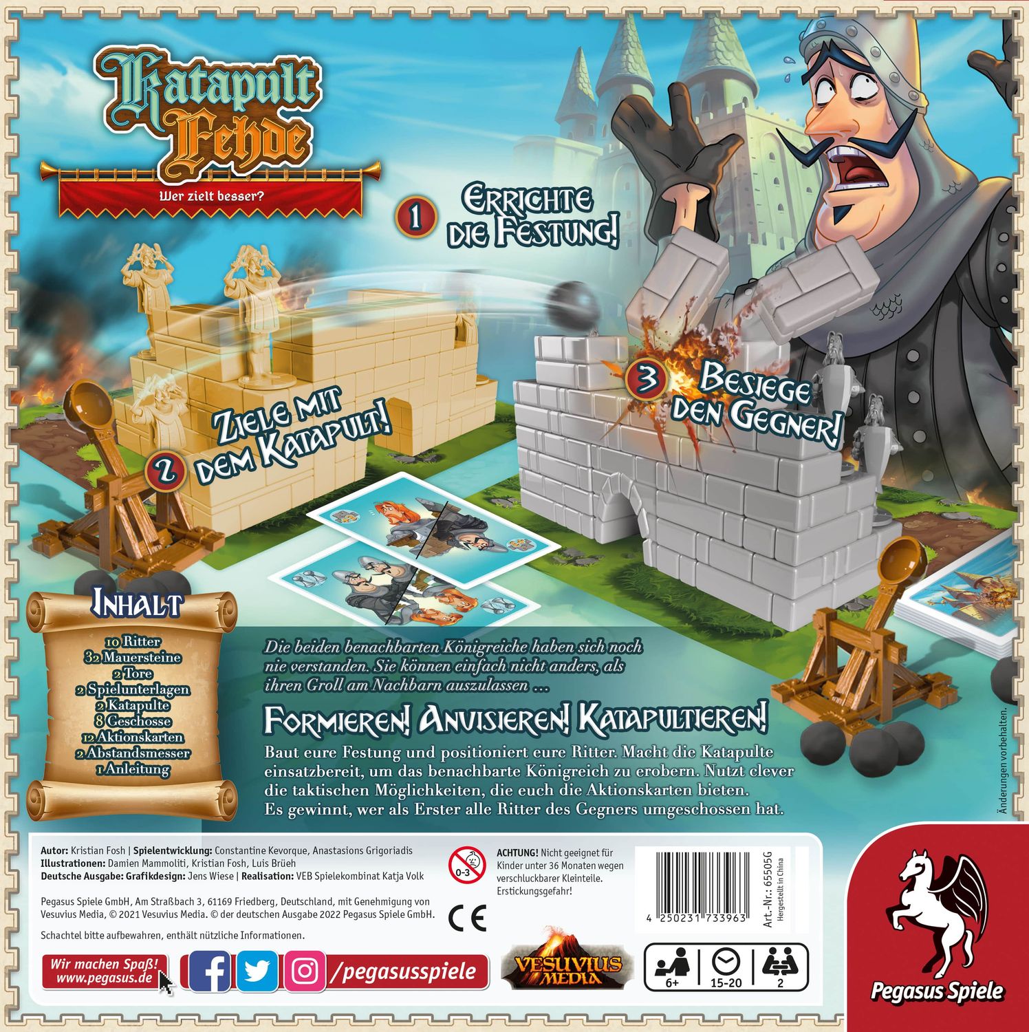 Pegasus Spiele 65505G - Katapult Fehde - Brettspiel