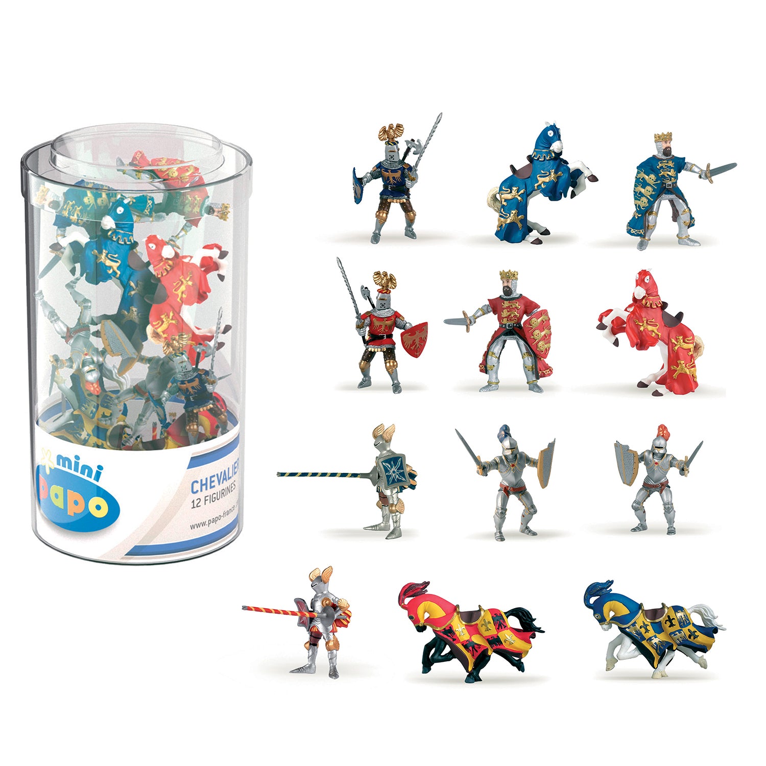 Papo 33016 - Mini Knights (plastic tub, 12 pieces) - Toy Figure