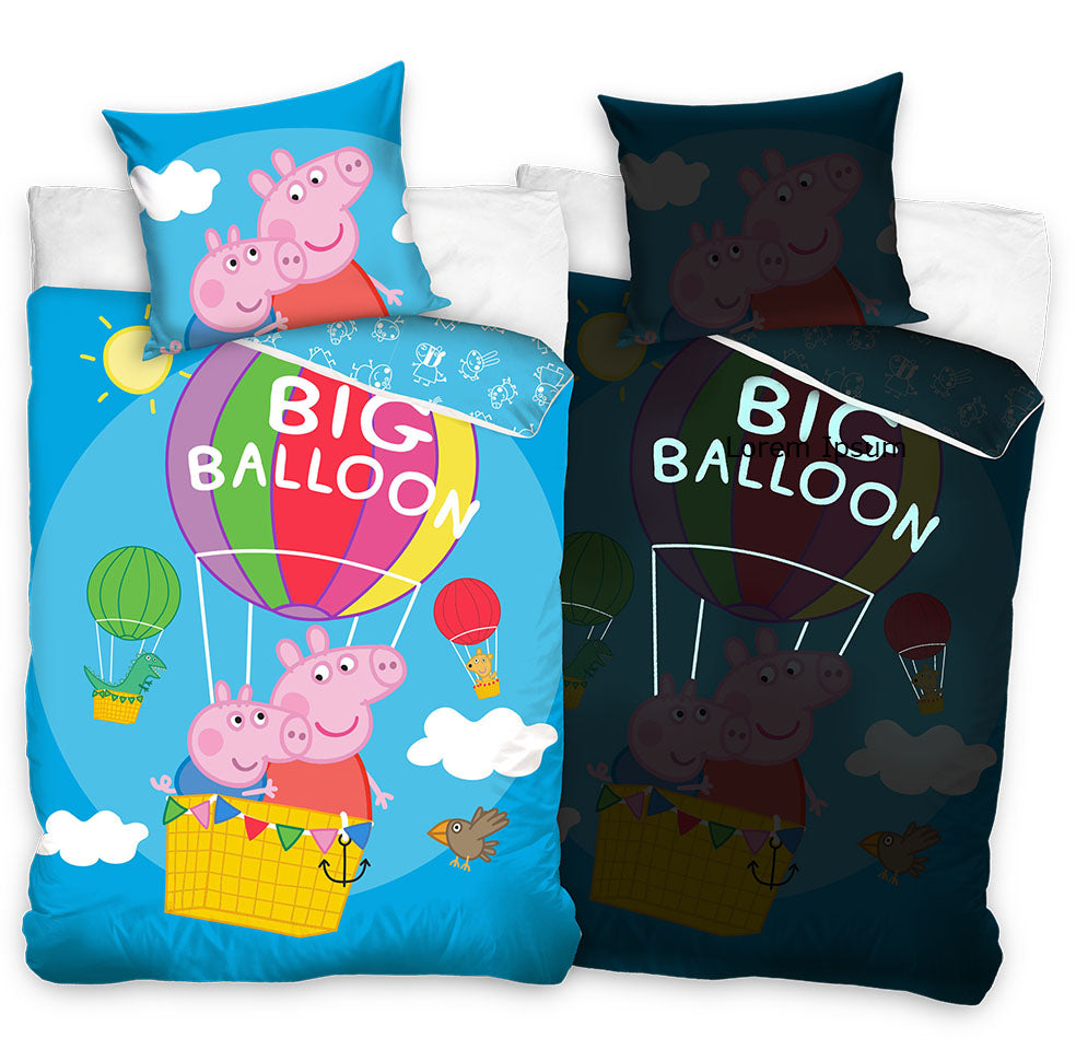 Peppa Pig - Bettwäsche 135x200 + 80x80 cm - Glow in the Dark