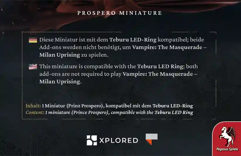 Teburu: Vampire: The Masquerade – Milan Uprising: Prospero, Prince of Milan Miniature – Expertenspiel
