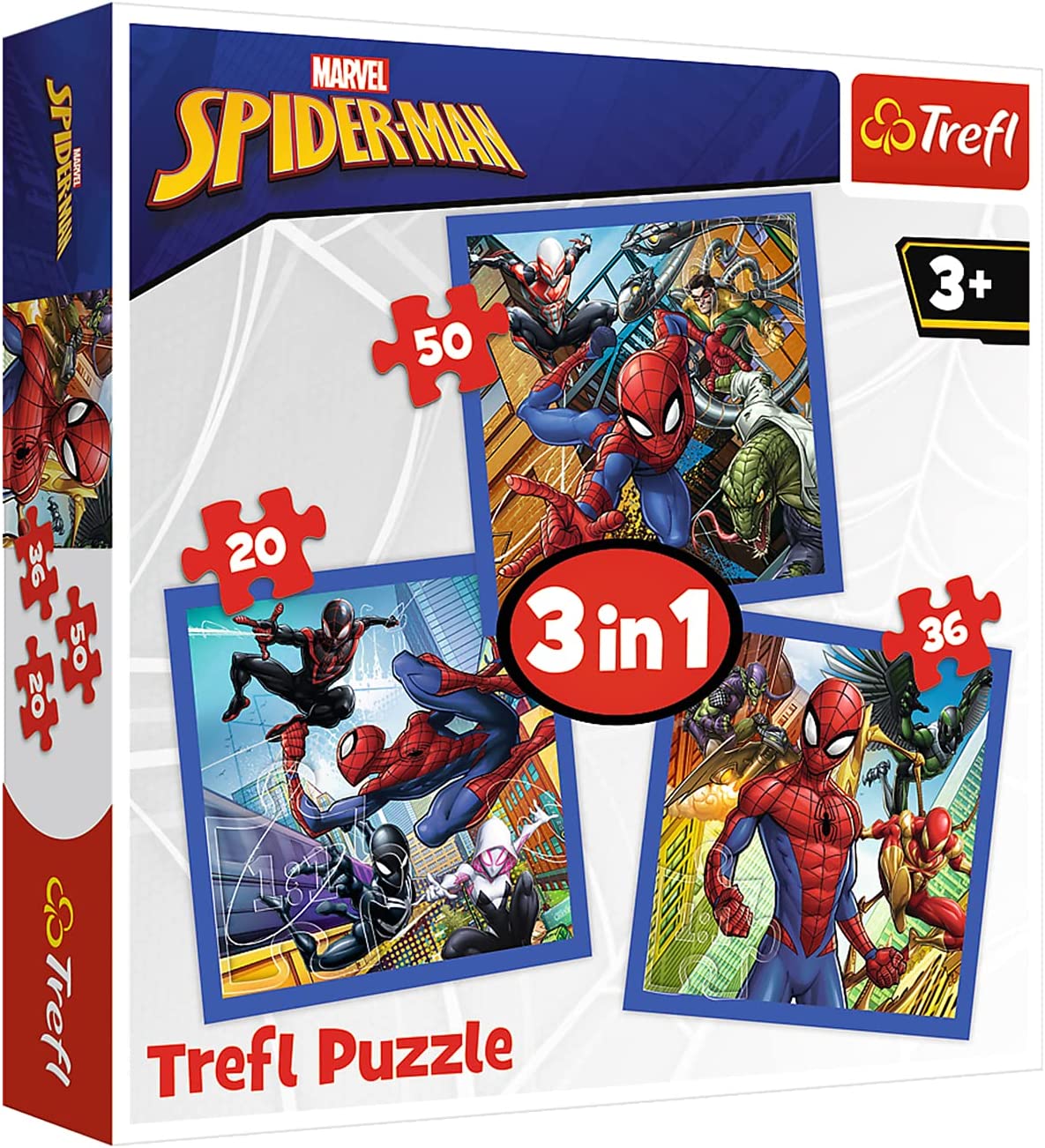 Trefl, Puzzle, Spinnenkraft, von 20 bis 50 Teilen, 3 Sets, Disney Marvel Spiderman Neu