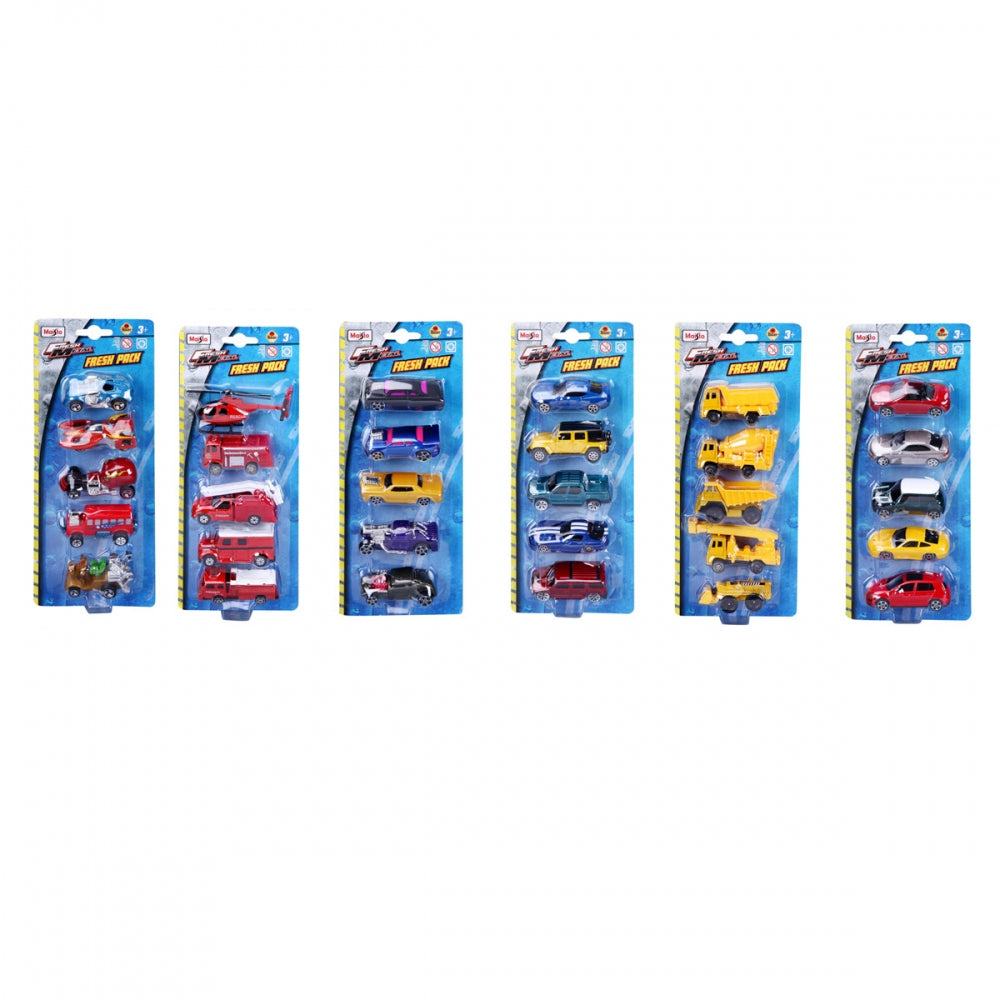 Maisto Toys - Fresh Metal 5-er Set Modellautos, 7,5cm (6-fach sortiert) - Modellauto