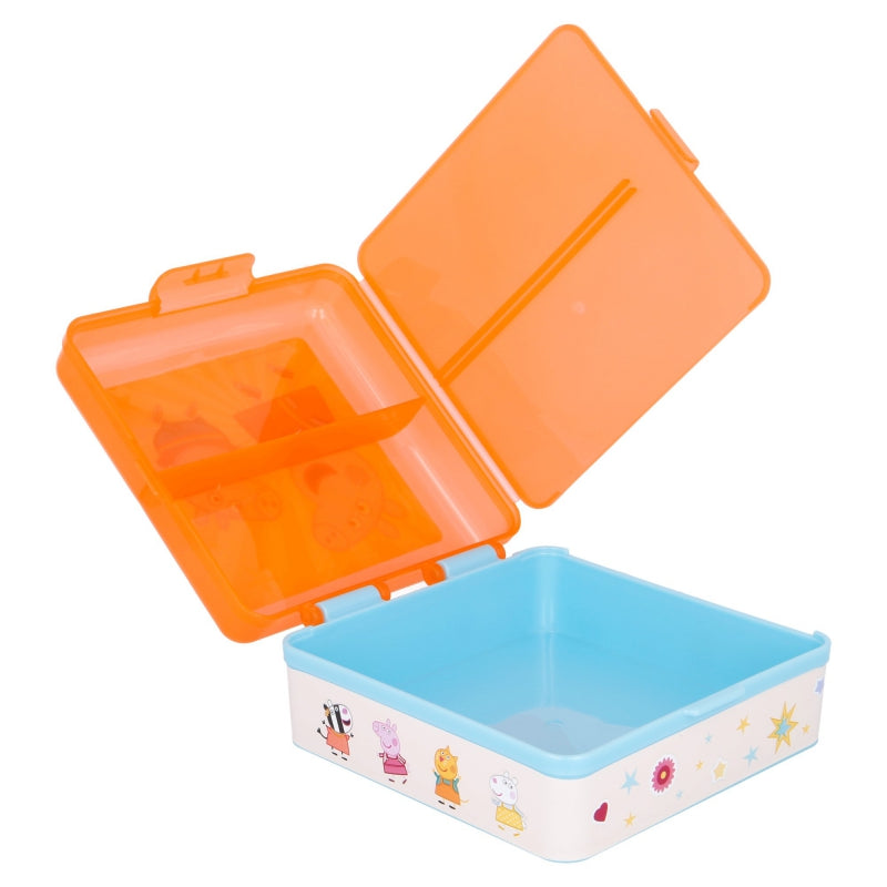 Peppa Pig / Wutz - quadratische Sandwich Box mit mehreren Fächern