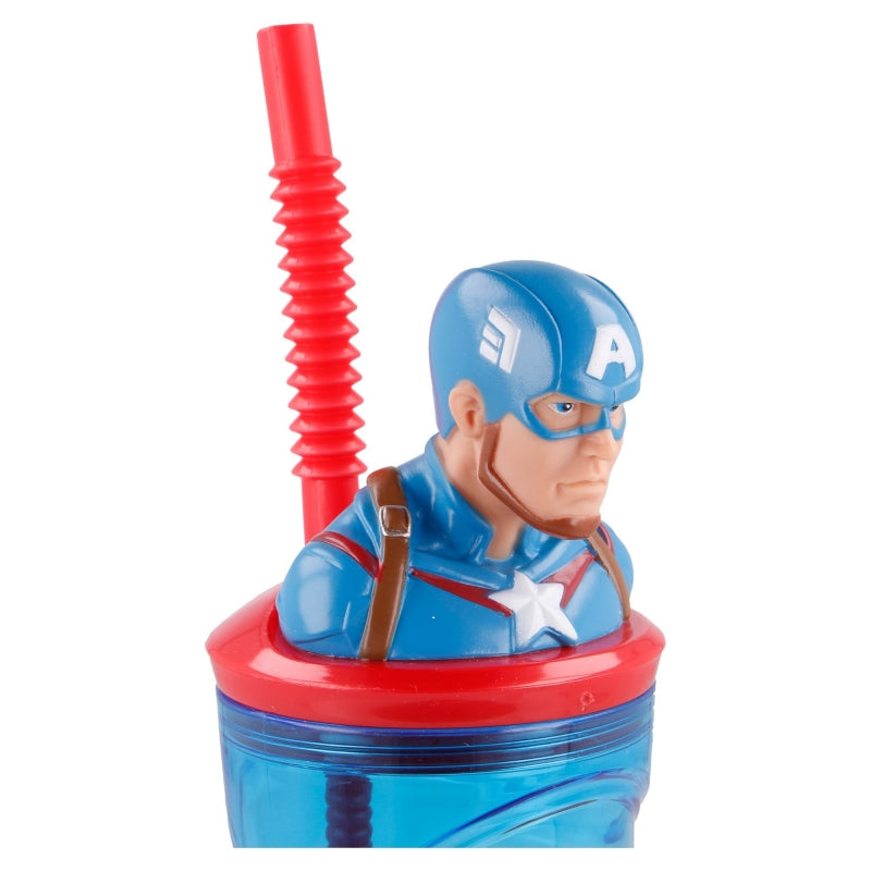 Marvel: Captain America - 3D Trinkbecher mit Strohhalm 360ml