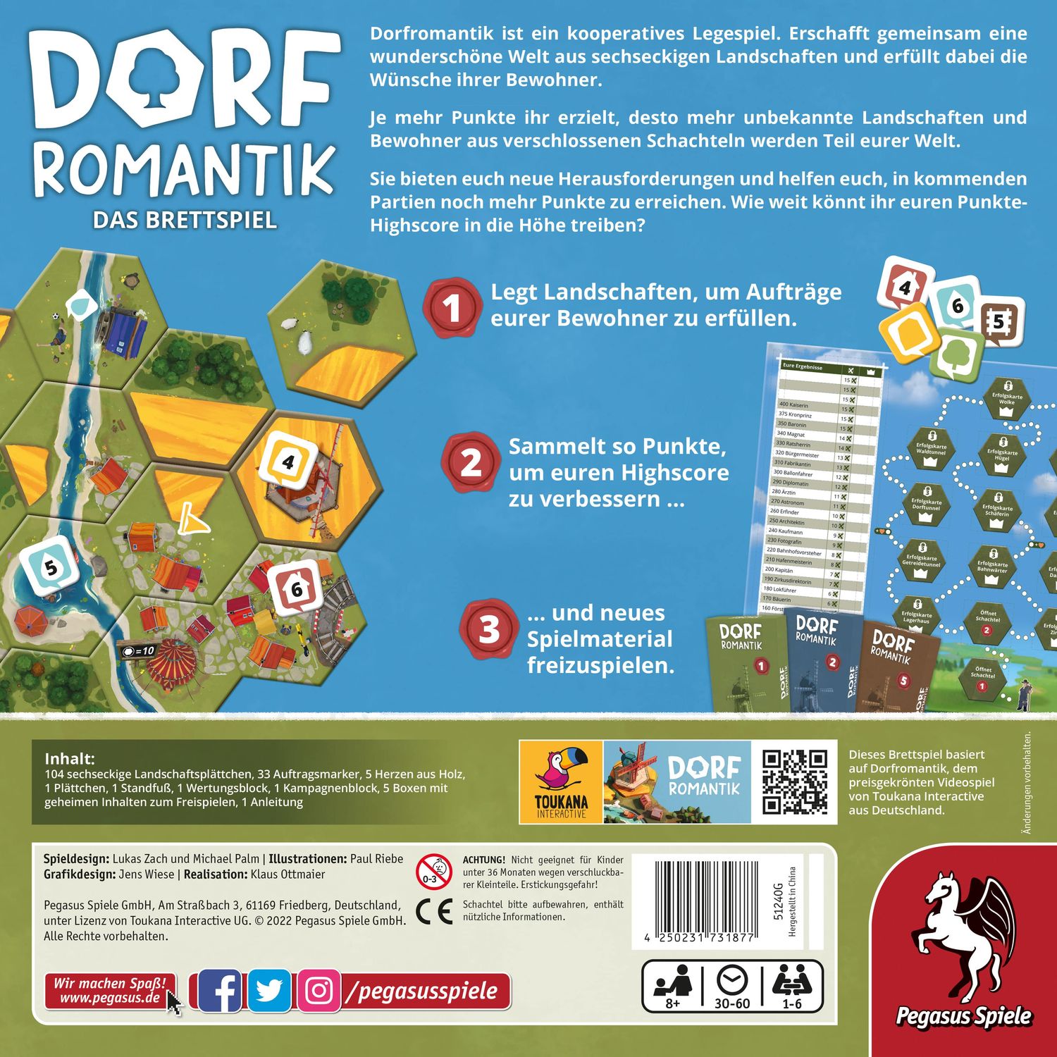 Pegasus Spiele 51240G - Dorfromantik - Brettspiel