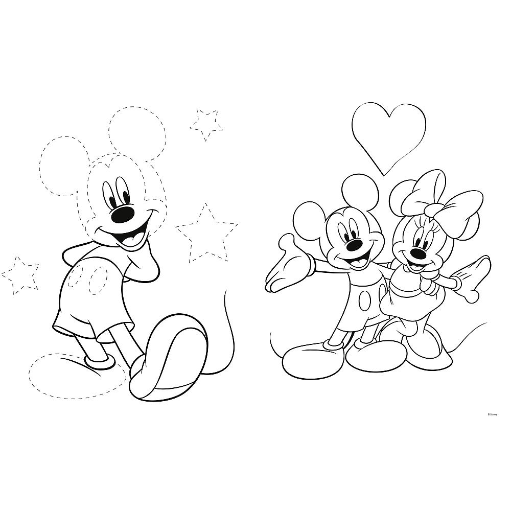 Disney Mickey + Minnie Mouse - Primo Super Maxi Puzzle 24 Teile und Malvorlage