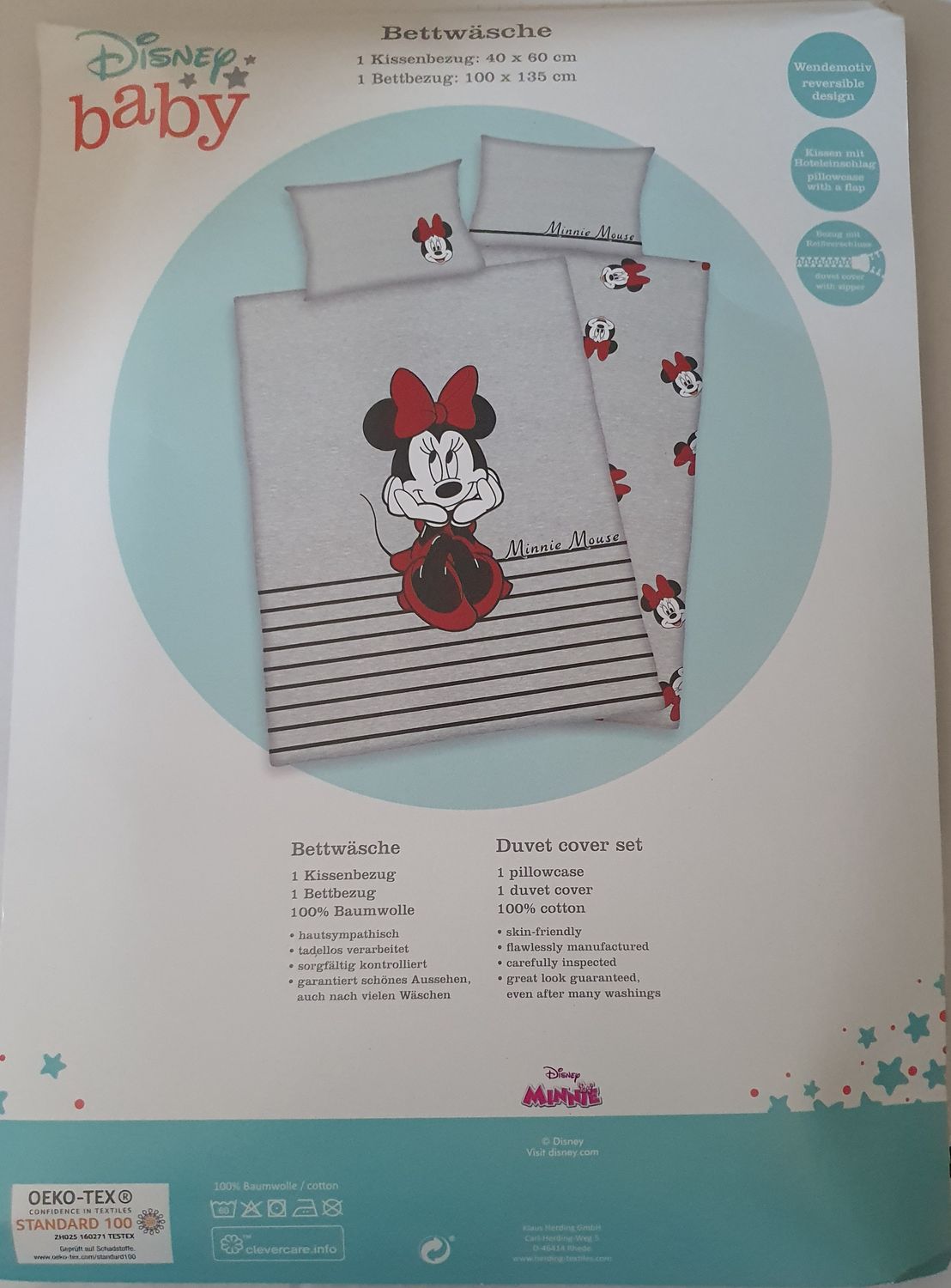 Disney Minnie Mouse - Wendebettwäsche - 40 x 60 / 135 x 100 cm