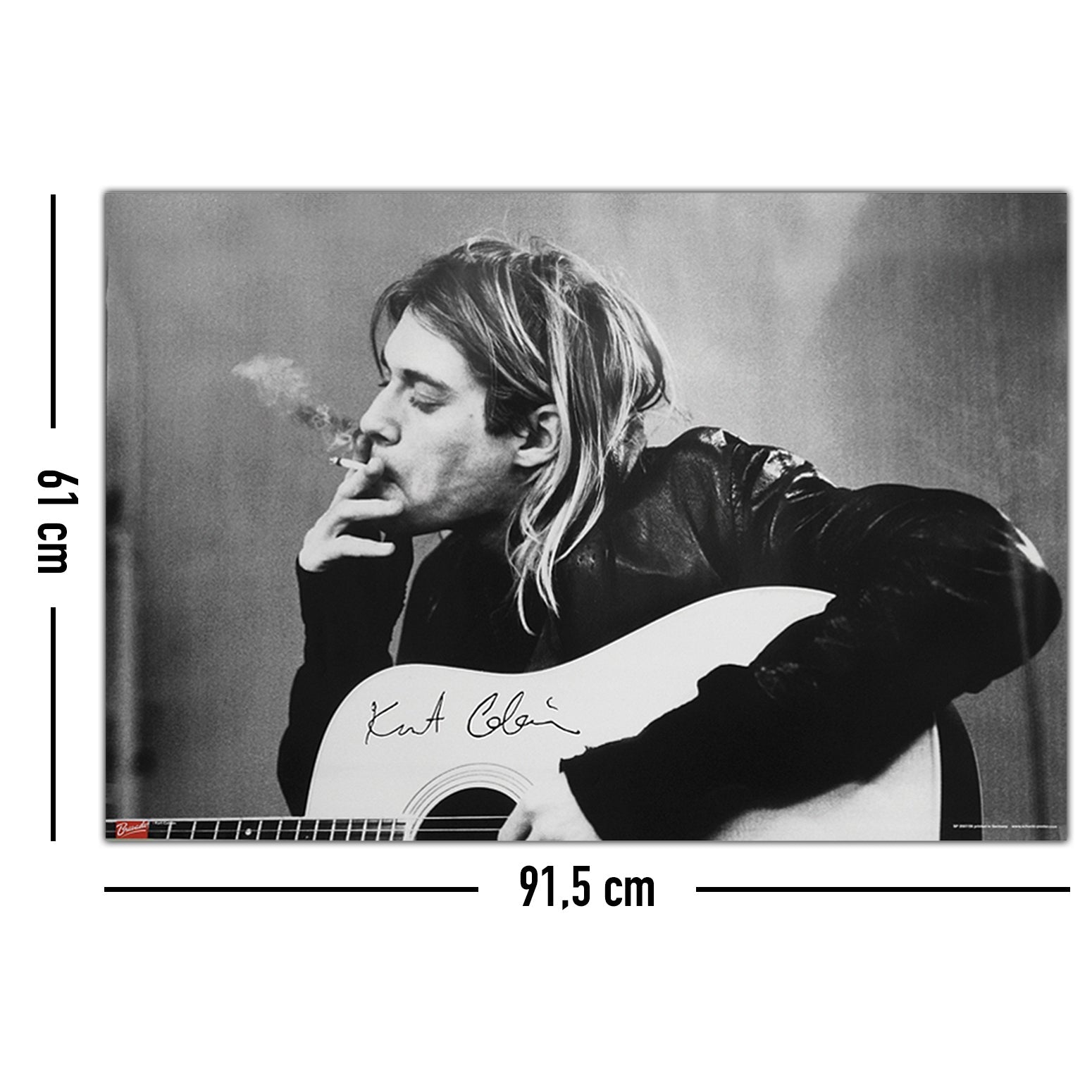 Nirvana Kurt Cobain Smoking & Guitar Poster