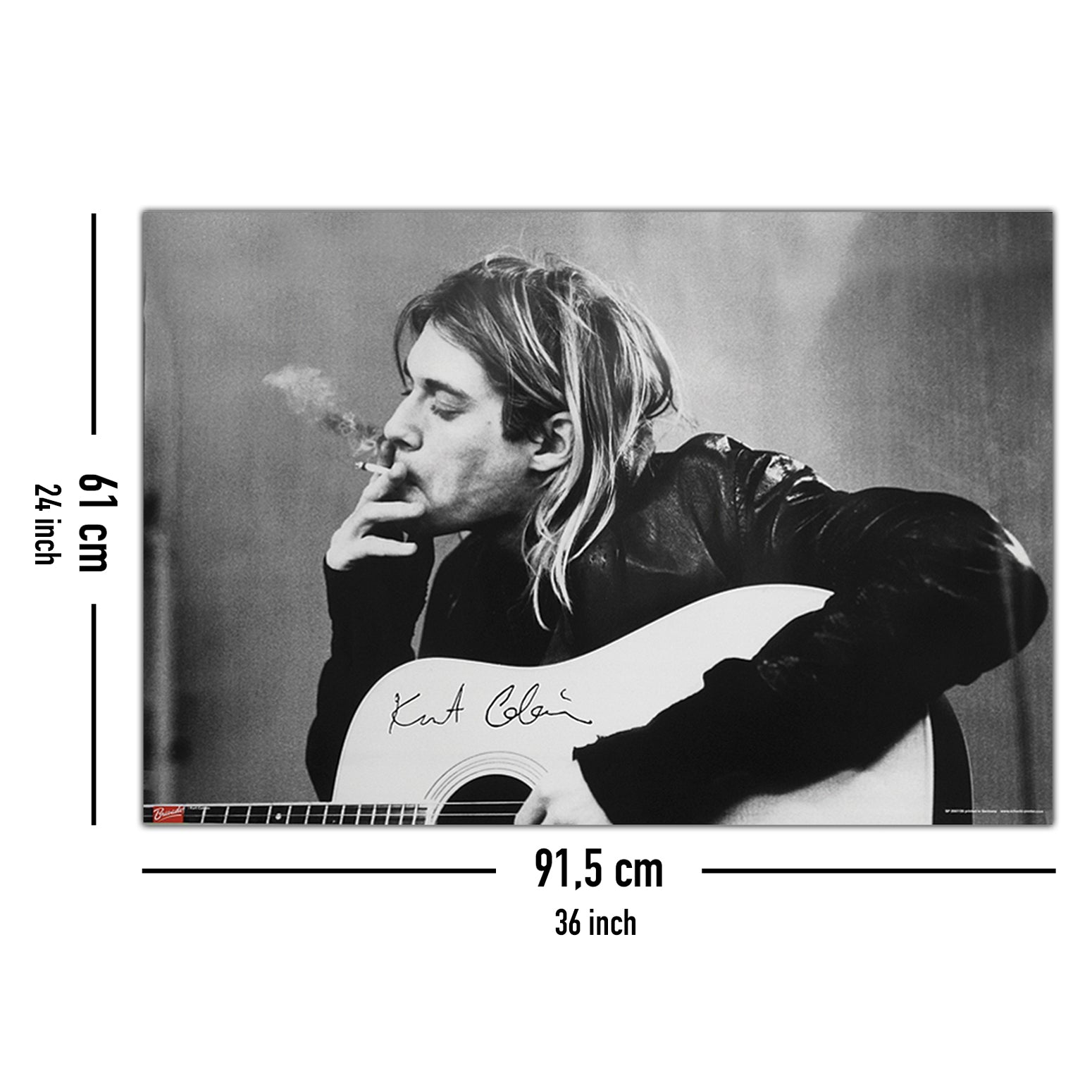 Nirvana Kurt Cobain Smoking & Guitar Poster