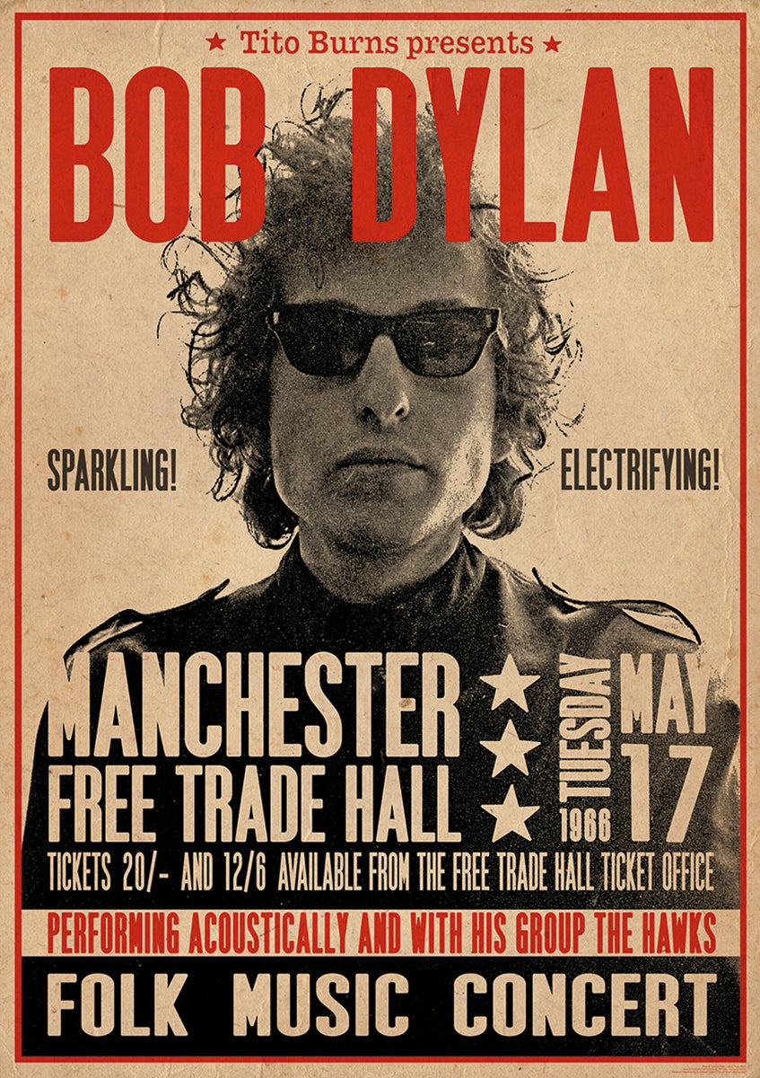 Bob Dylan Manchester Free Trade Hall Poster