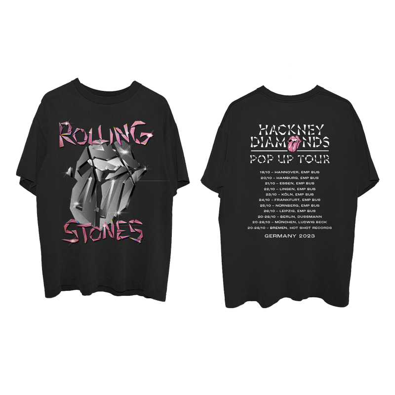 The ROLLING STONES Hackney Diamonds T-Shirt Bus Tour schwarz Grösse M + L Rar Neu