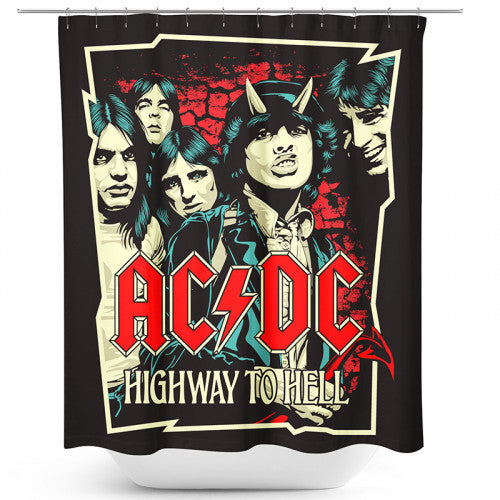 AC/DC Duschvorhang - Highway To Hell 180 x 200 cm Neu Top