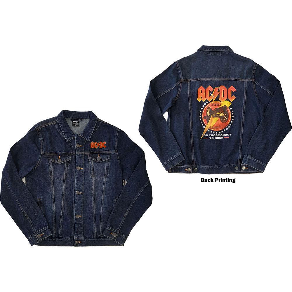 AC/DC Jeans Jacke Unisex Denim Jacket About To Rock (Back Print) Grösse M Neu Top