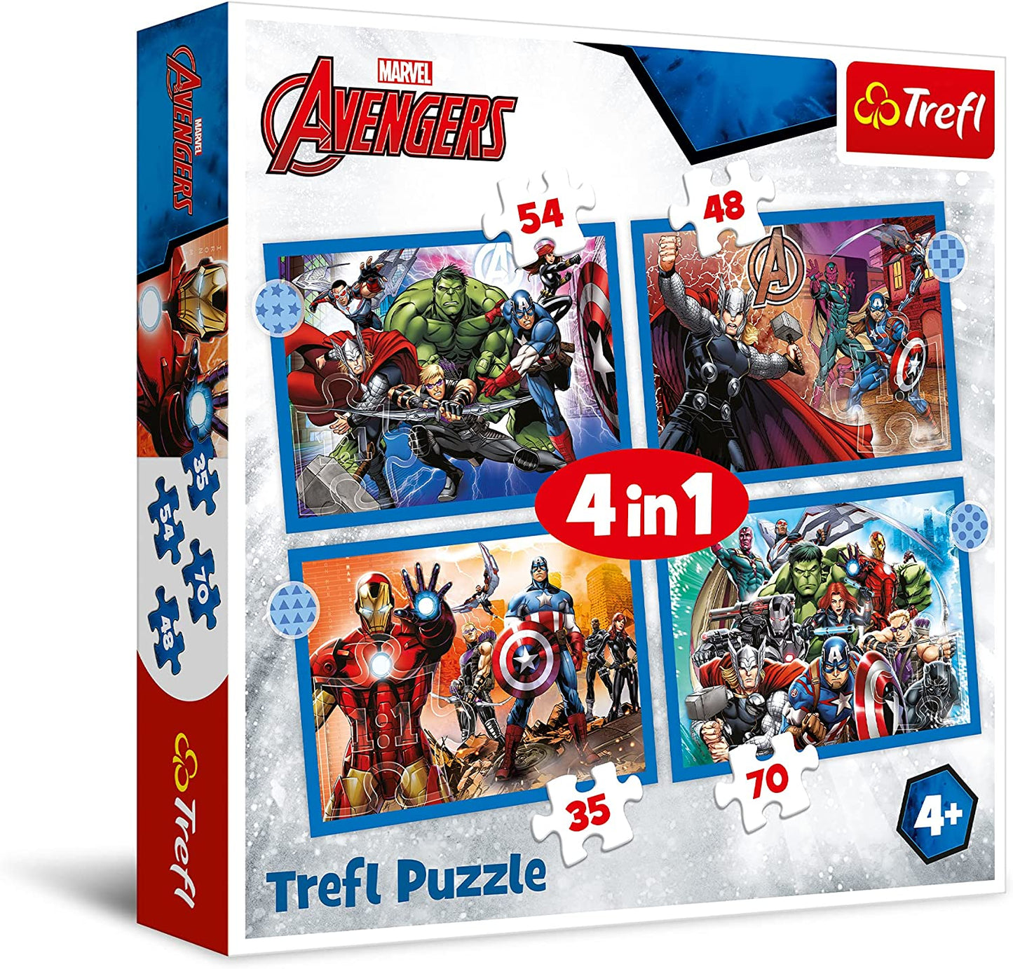 Trefl 34386 Avengers Puzzle 4 in 1 Neu