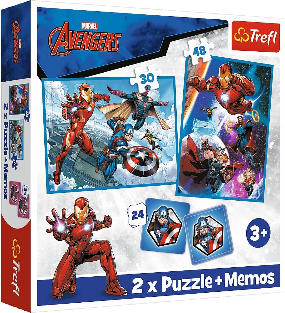 Trefl 93333 Avengers Kinderpuzzle 2 Puzzle plus Memo Neu