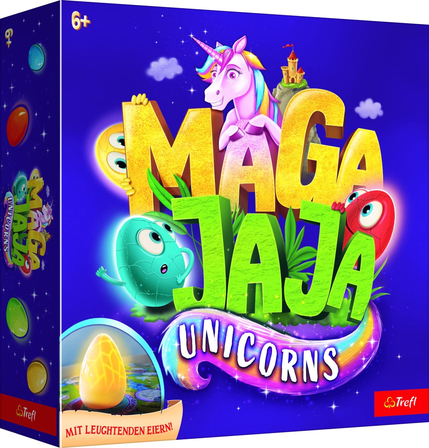Trefl - Magajaja Unicorns - Familien-Brettspiel, leuchtende elektrische Eier und magnetische Spielsteine, Märchenwelt der Einhörner Neu
